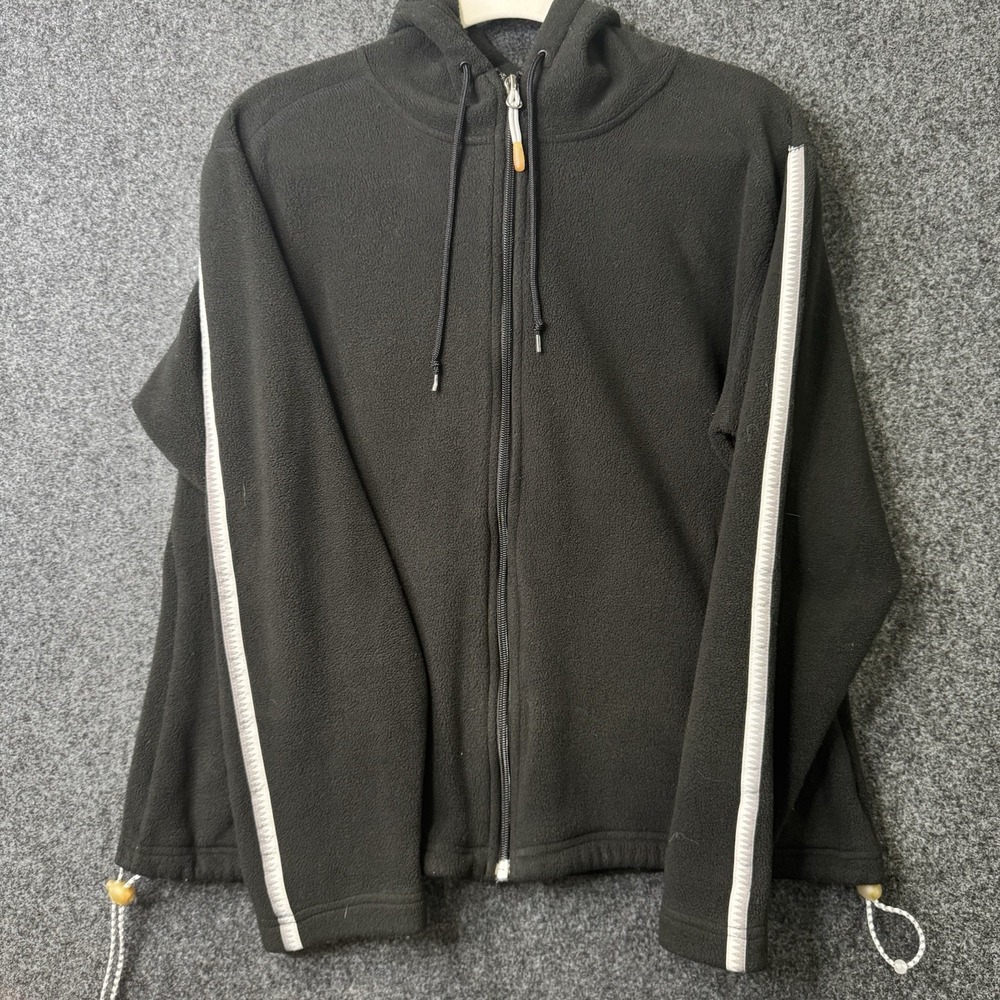 Vintage Y2K The North Face Women XL Black Fleece Hooded Zip Jacket